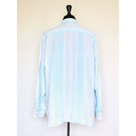 NEW! Tommy Bahama Relax 100% Linen Button Front Shirt Striped Blue White XXL - Picture 3 of 6